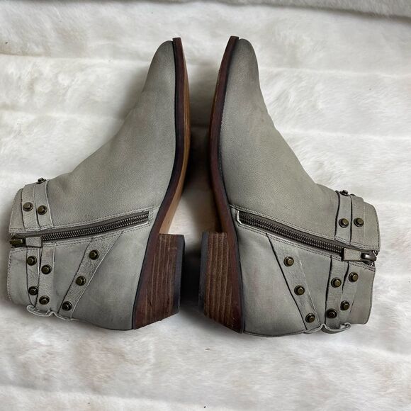Halogen leather gray ankle boots with side zipper antique tone studs siz… - Picture 7 of 12